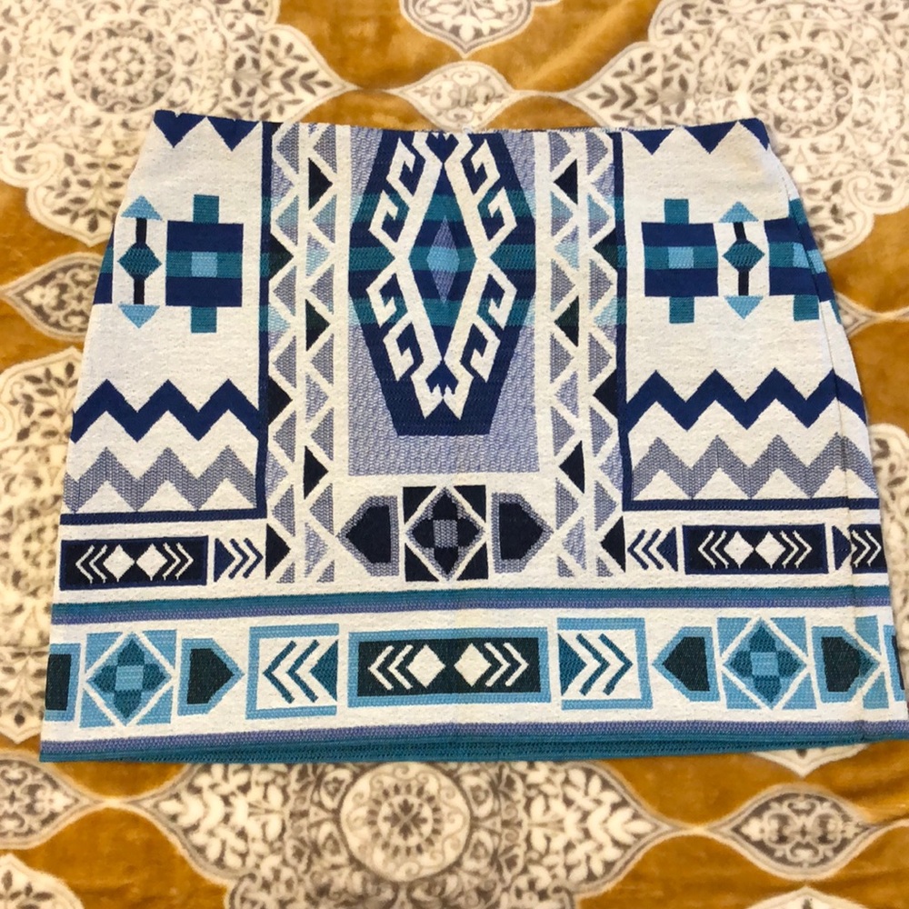 Blue tribal mini skirt